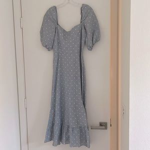 Reformation Light Blue Polka Dot Dress